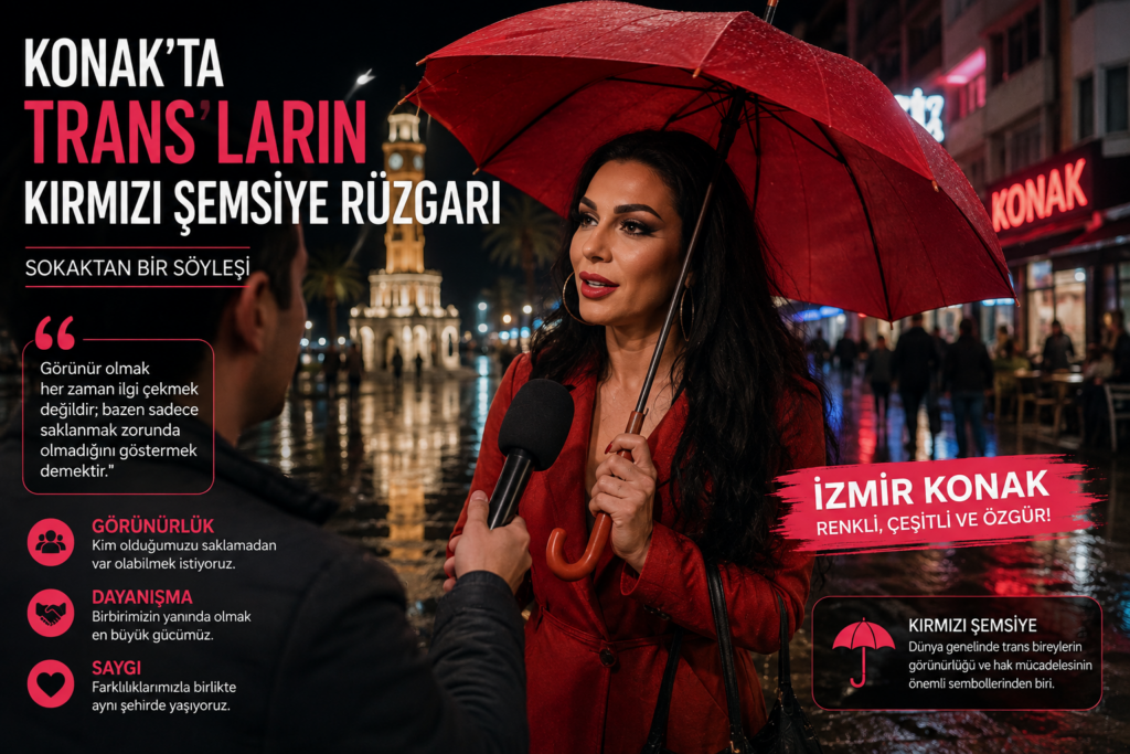 Konak’ta Travestilerin Kırmızı Şemsiye Rüzgarı